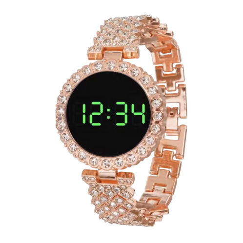 Elegant Rose Gold Digital Diamond Watch
